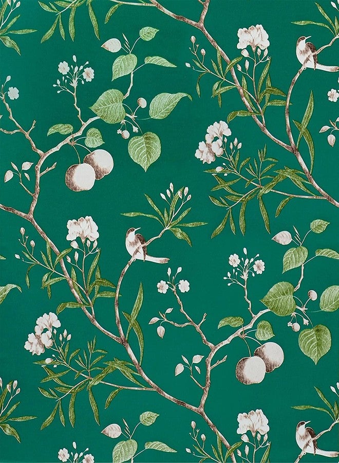 ANNACREATIONS ANNA CREATIONS Self Adhesive Decorative Peel Stick Sea Green Waterproof Floral Wallpaper Removable Wall Sticker for Living Room Hall Decoration PVC Vinyl DIY Wall Stickers 45x304cm (Green Cherry) - Image 1